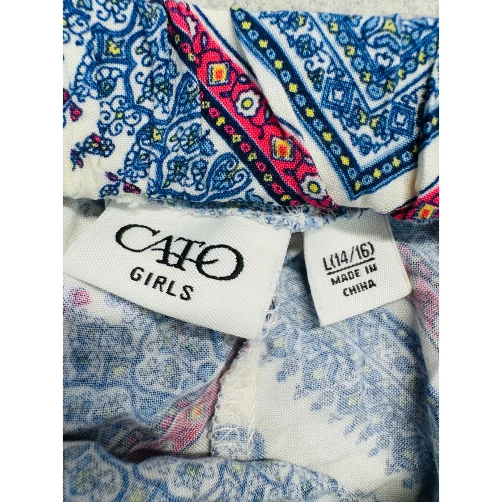 Cato Girls Skirt Kids L 14/16 Blue Medallion Print Handkerchief Hem Boho Flowy